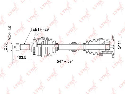 

LYNXAUTO 'CD1121A Привод в сборе перед. R 1шт