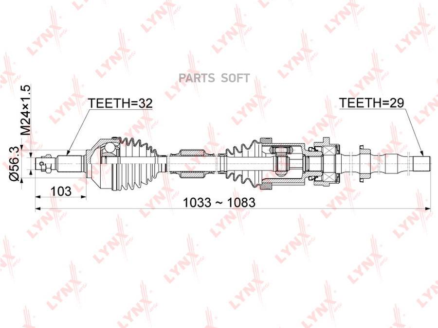 

LYNXAUTO 'CD1107 Привод в сборе перед. R 1шт
