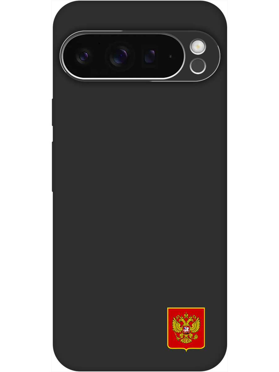 

Силиконовый чехол на Google Pixel 9 pro с принтом "Герб России" матовый черный, 784810381