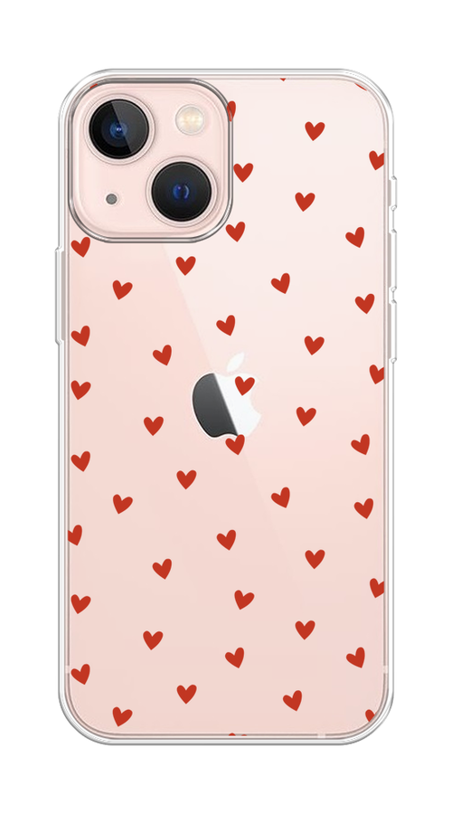 

Чехол на Apple iPhone 13 mini "Red hearts", Красный;прозрачный, 14150-1