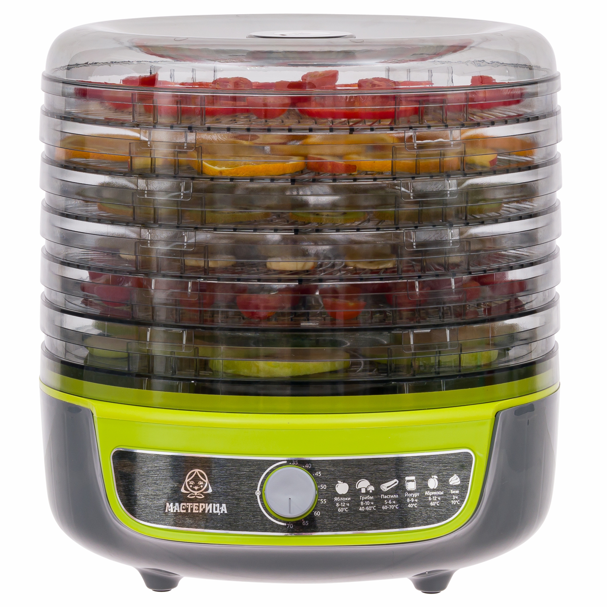 Сушилка для овощей и фруктов Мастерица EFD-1003VM зеленая, серая чайник электрический мастерица эч 05 05 220с 0 5 л фиолетовый