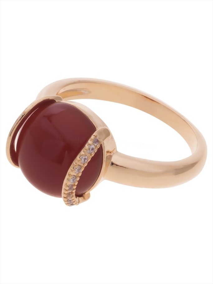 

Кольцо из бижутерного сплава р.  Lotus Jewelry 3041R-03a, агат/циркон, Кольцо с красным агатом "Элана' 3041R-03a