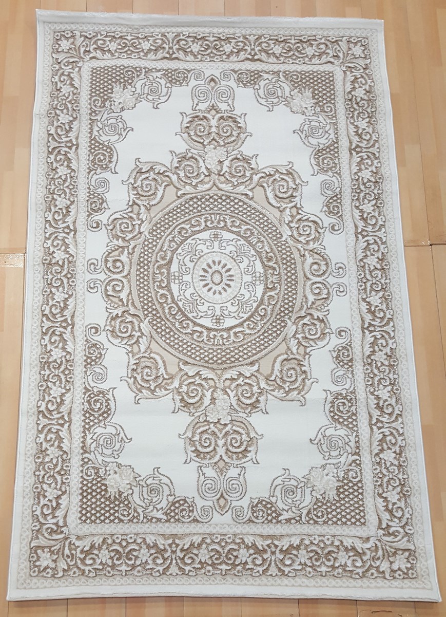 фото Ковер pegas 3966b прямой белый/коричневый 150x230 sofia rugs