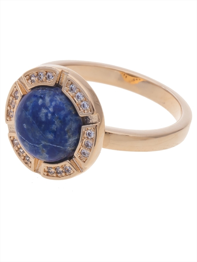 

Кольцо из бижутерного сплава р. 17 Lotus Jewelry 3044R-06la, лазурит/циркон, Кольцо с лазуритом "Луна" 3044R-06la