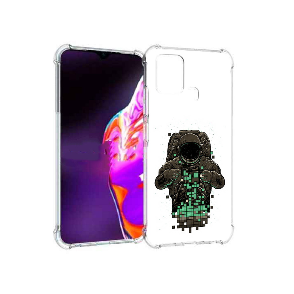

Чехол MyPads Tocco для Infinix Hot 10s космонавт с пикселями, Прозрачный, Tocco