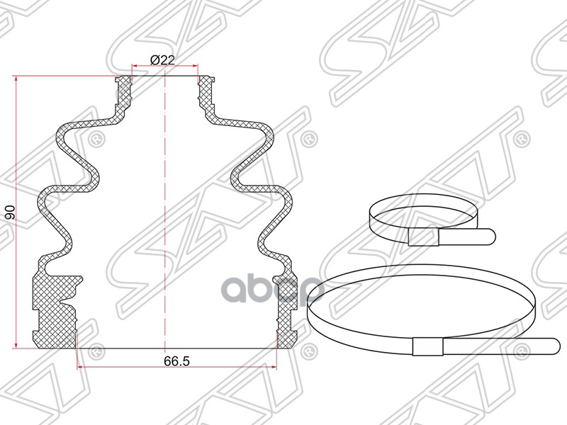 Пыльник Шруса Внутренний Fr Hyundai Tucson 04- (2 Хомута. Резина) Sat арт. C1688T