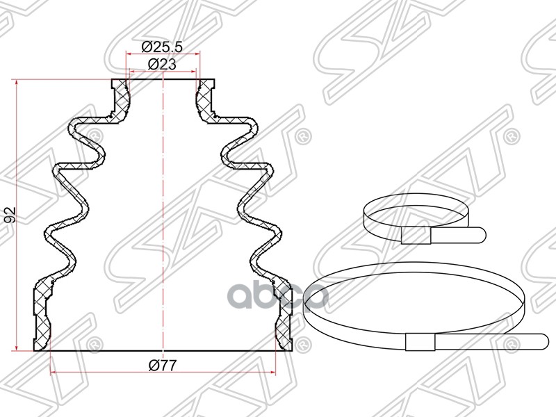 

Пыльник Шруса Внутренний Fr Honda Cr-V Rd5/Re (2 Хомута. Резина) Sat арт. C1083