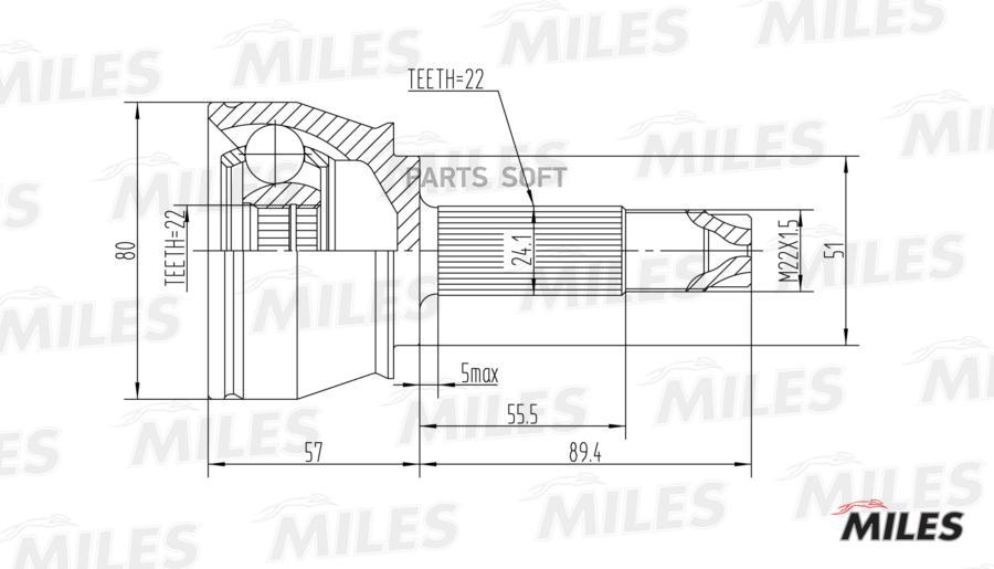 

Шарнирный комплект, приводной вал Miles ga20091