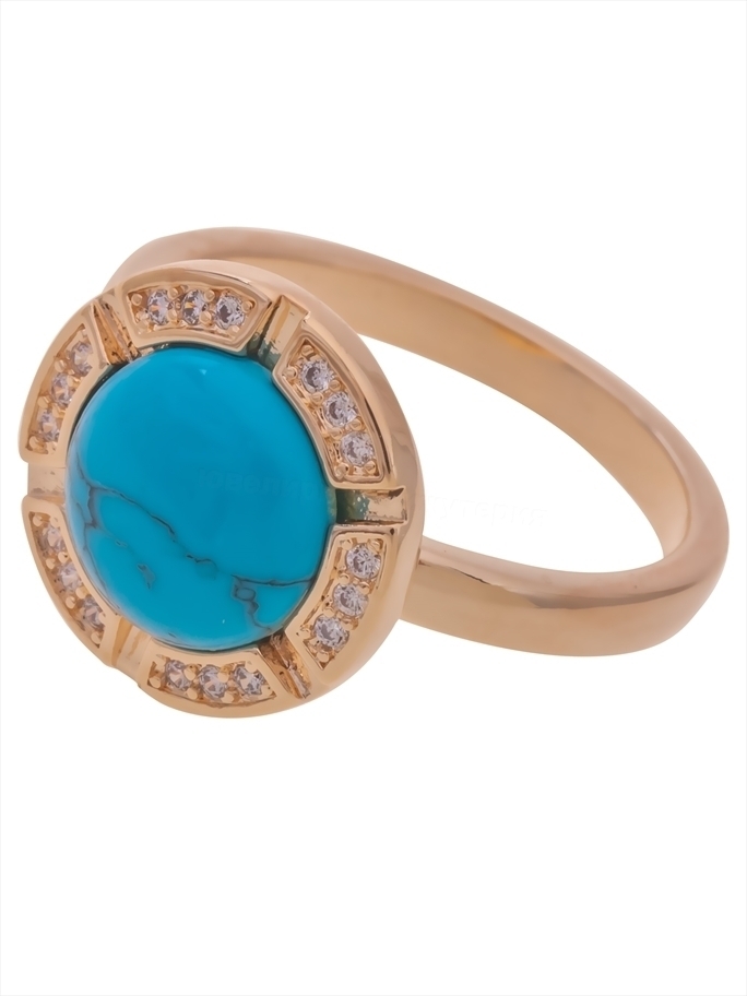 

Кольцо из бижутерного сплава р. 18 Lotus Jewelry Луна 3044R-06tq, бирюза/циркон, Кольцо с бирюзой "Луна" 3044R-06tq
