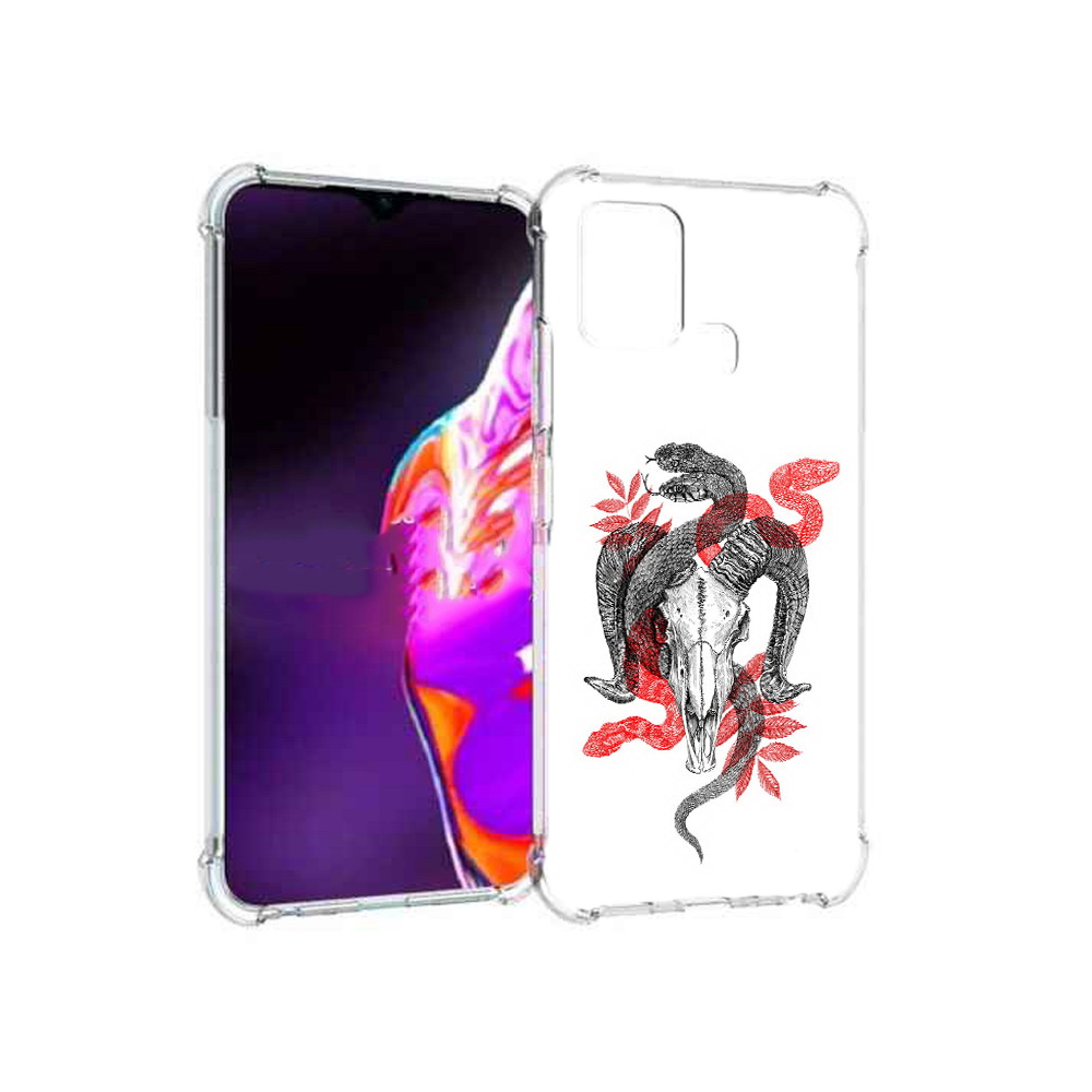 

Чехол MyPads Tocco для Infinix Hot 10s змея в черепе рисунок, Прозрачный, Tocco