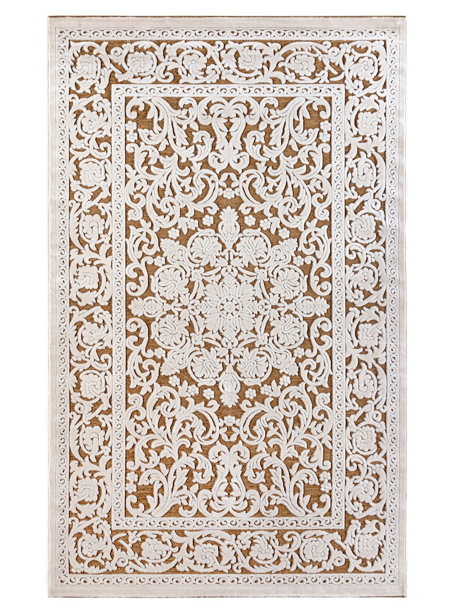 фото Ковер gloria 3793b прямой крем/с.коричнев 60x110 sofia rugs