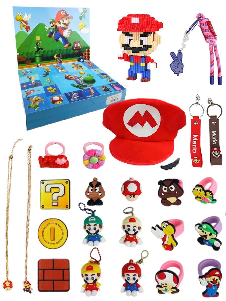 Подарочный набор StarFriend Адвент календарь Марио Mario 24 в 1, брелоки, магниты