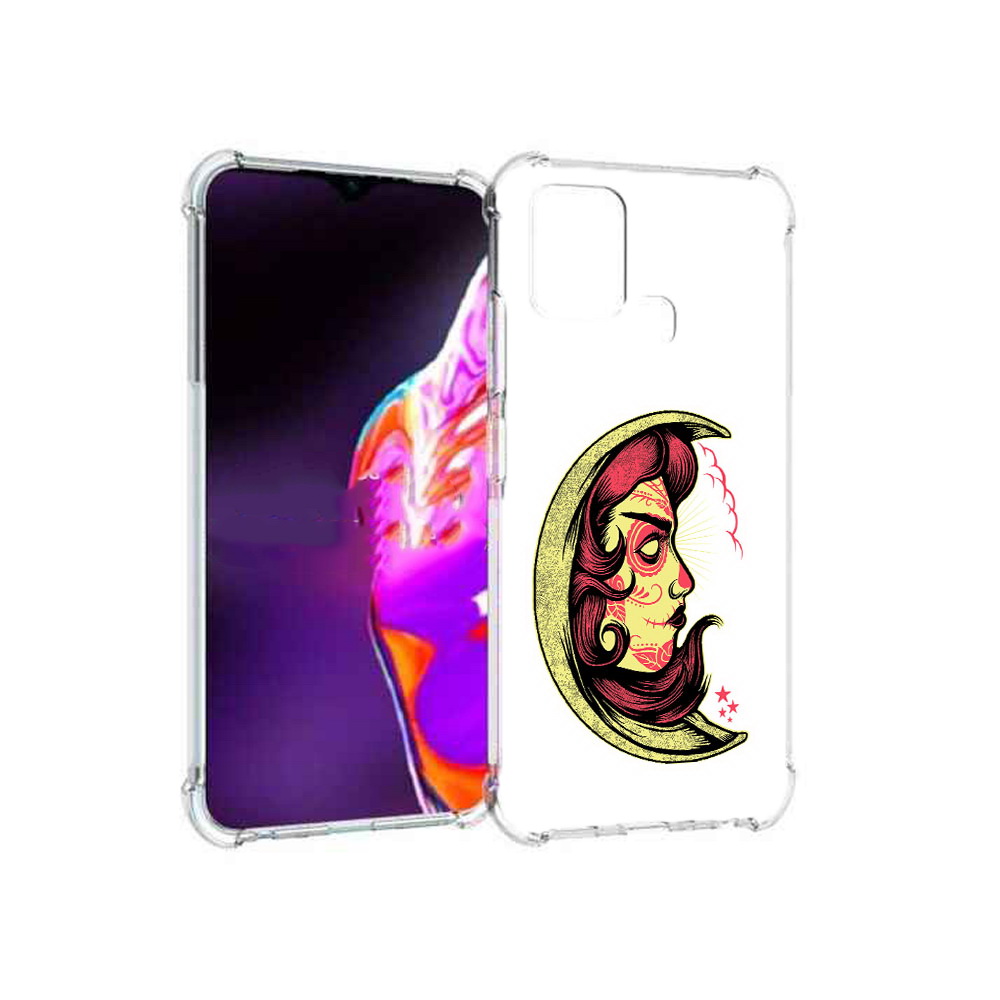 

Чехол MyPads Tocco для Infinix Hot 10s желтый полумесяц с лицом девушки, Прозрачный, Tocco