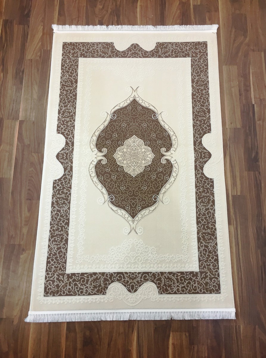 фото Ковер kqsem 4098a прямой белый/коричневый 80x150 sofia rugs