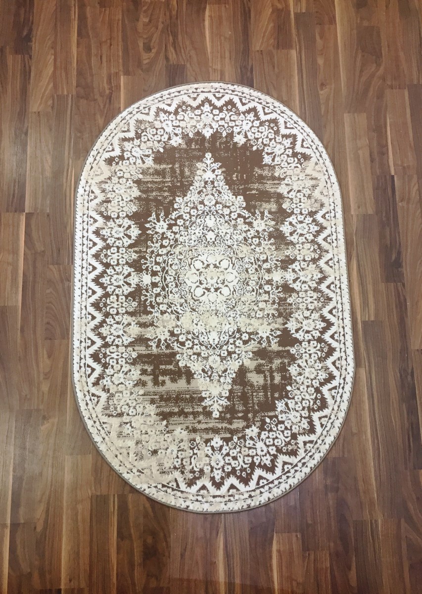 фото Ковер kqsem 4095a овал белый/коричневый 120x180 sofia rugs