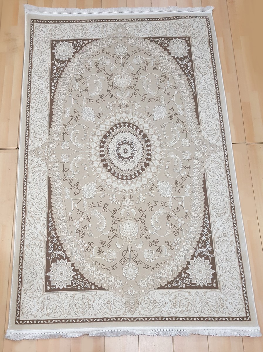 фото Ковер kqsem 4094b прямой белый/коричневый 120x180 sofia rugs