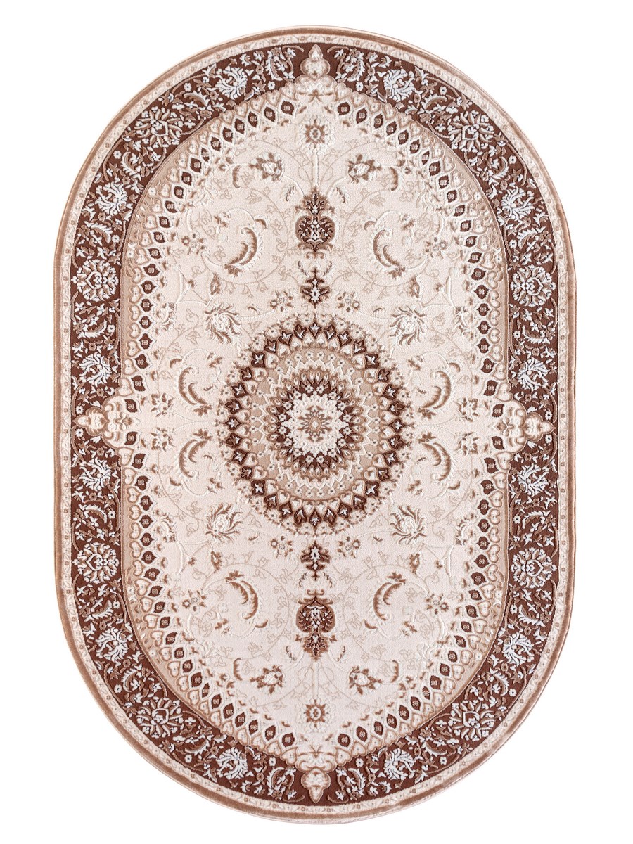 фото Ковер kqsem 4094a овал белый/коричневый 120х180 sofia rugs