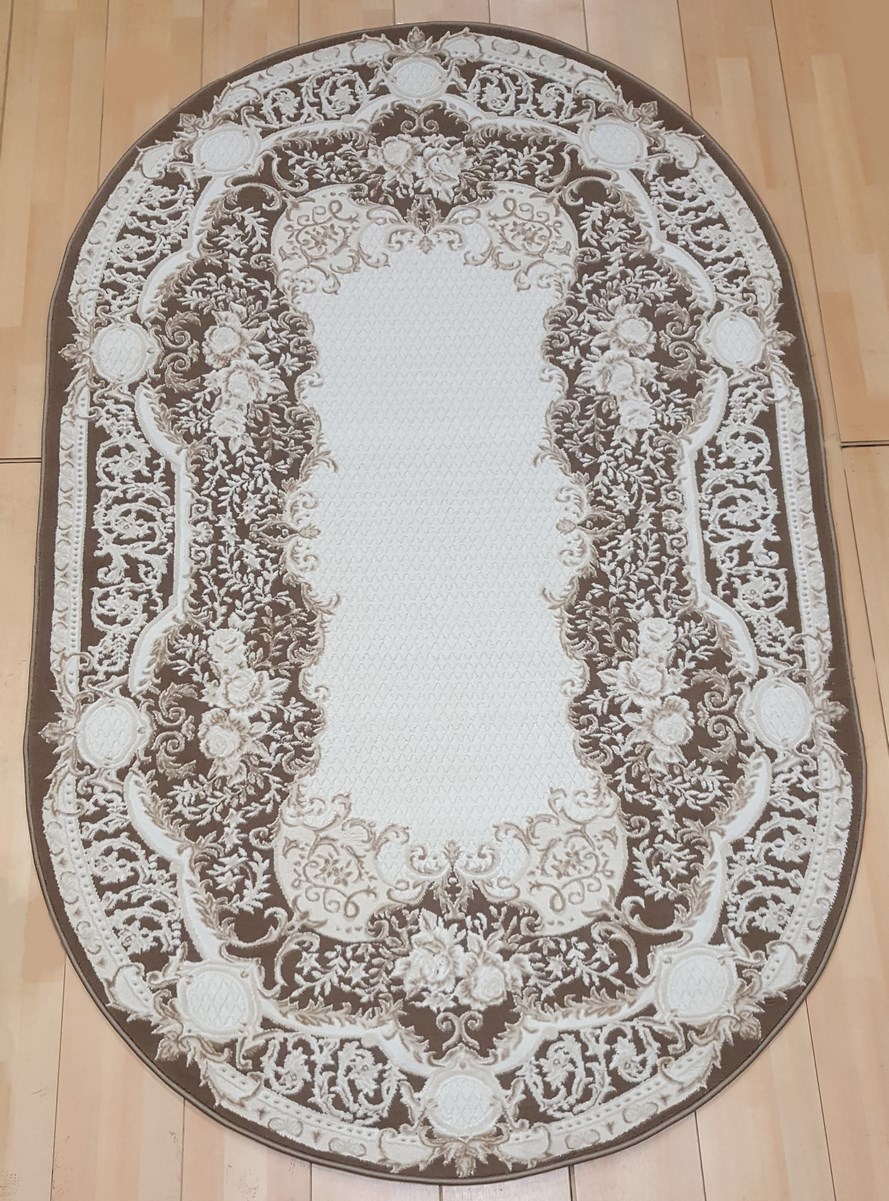 фото Ковер kqsem 4052a овал белый/коричневый 200x300 sofia rugs