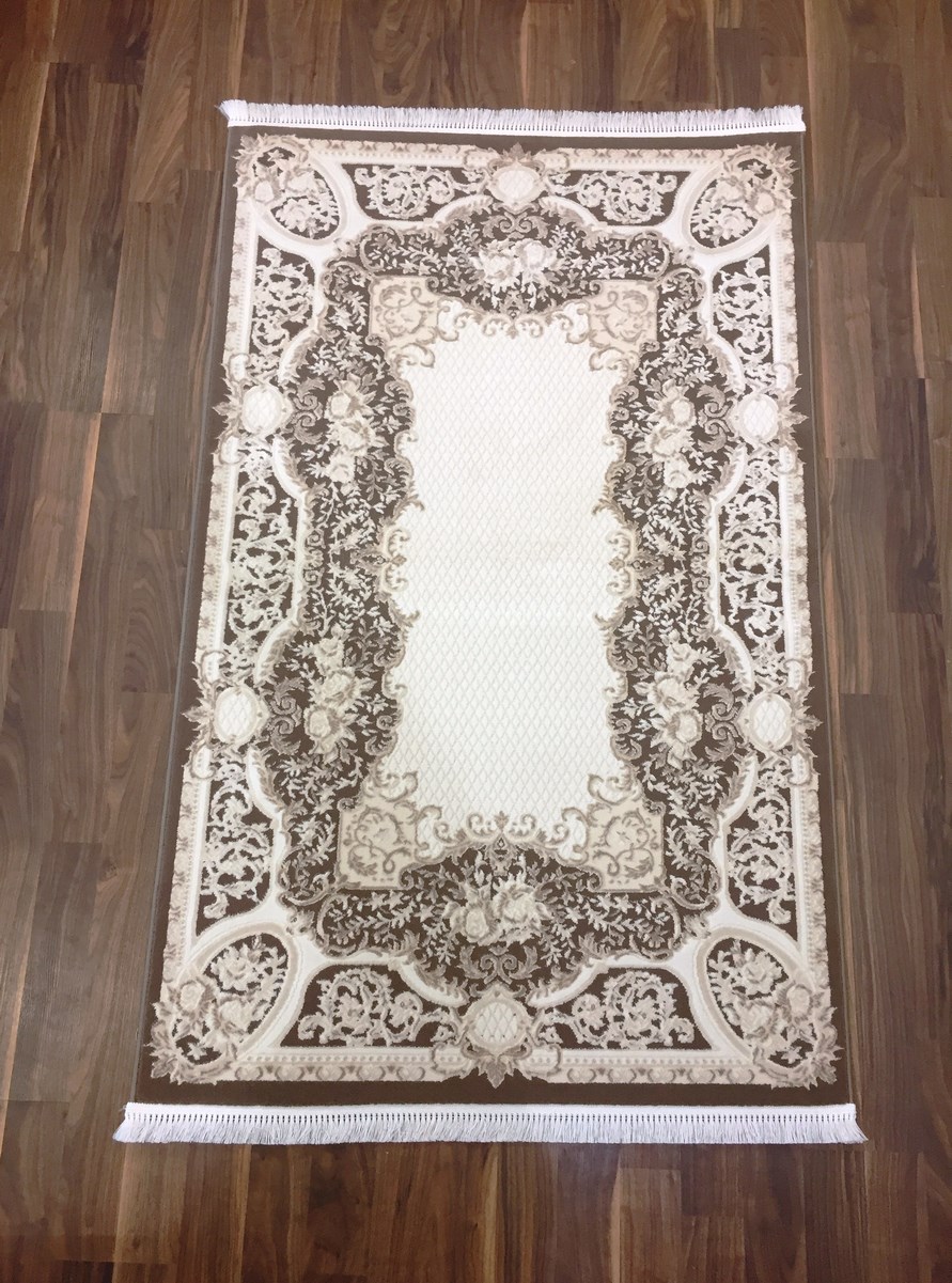 фото Ковер kqsem 4052a прямой белый/коричневый 120x180 sofia rugs