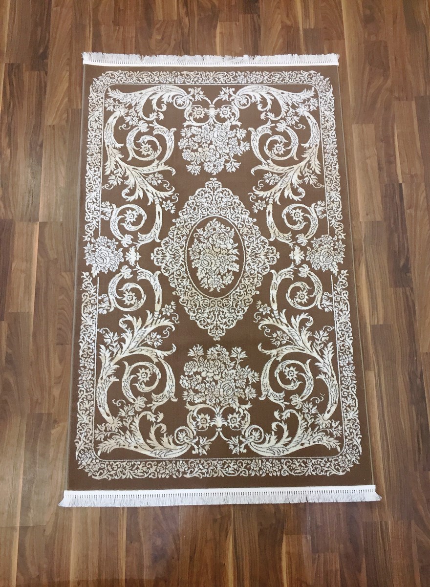 фото Ковер kqsem 4047a прямой белый/коричневый 120x180 sofia rugs