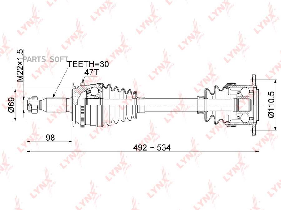 

LYNXAUTO 'CD1086A Привод в сборе передн. R 1шт