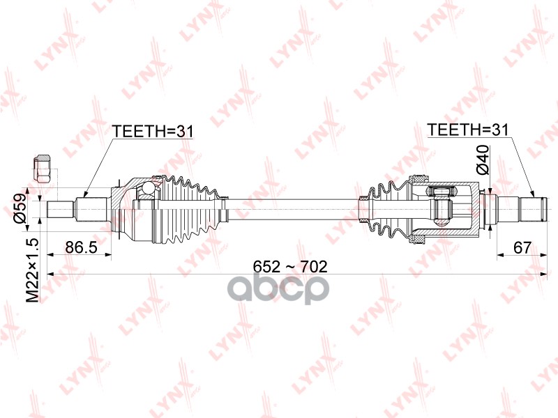 

LYNXAUTO 'CD1074 Привод в сборе лев.MAZDA 6(GJ) 2.0-2.5 13> / CX-5 2.0 2WD 11> 1шт