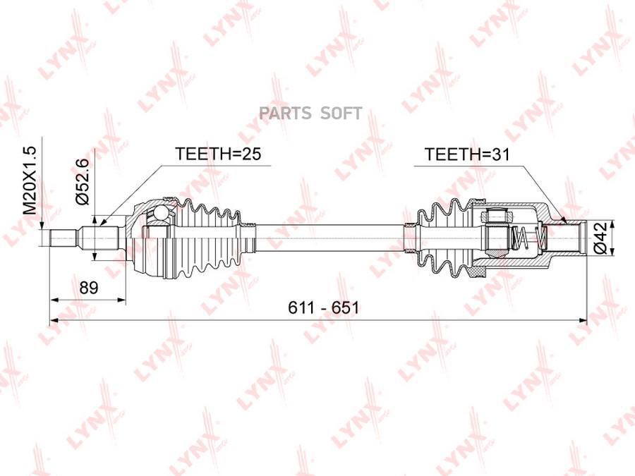 

LYNXAUTO 'CD1022 Привод в сборе прав.RENAULT Duster 1.5D-2.0 10=> 1шт