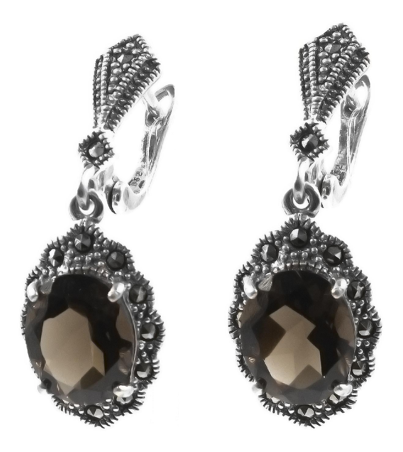 

Серьги из серебра с раухтопазами, марказитами Марказит HE042-topaz-rauh-mr, HE042-topaz-rauh-mr
