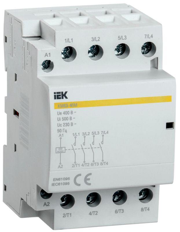 

Контактор модульный КМ63-40М AC/DC IEK MKK21-63-40 ( 1шт. ), MKK21-63-40