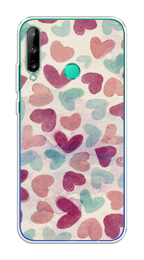 

Чехол на Honor 9C, Huawei P40 Lite E/Y7p "Фон из сердечек 4", Розовый;голубой, 6103350-1