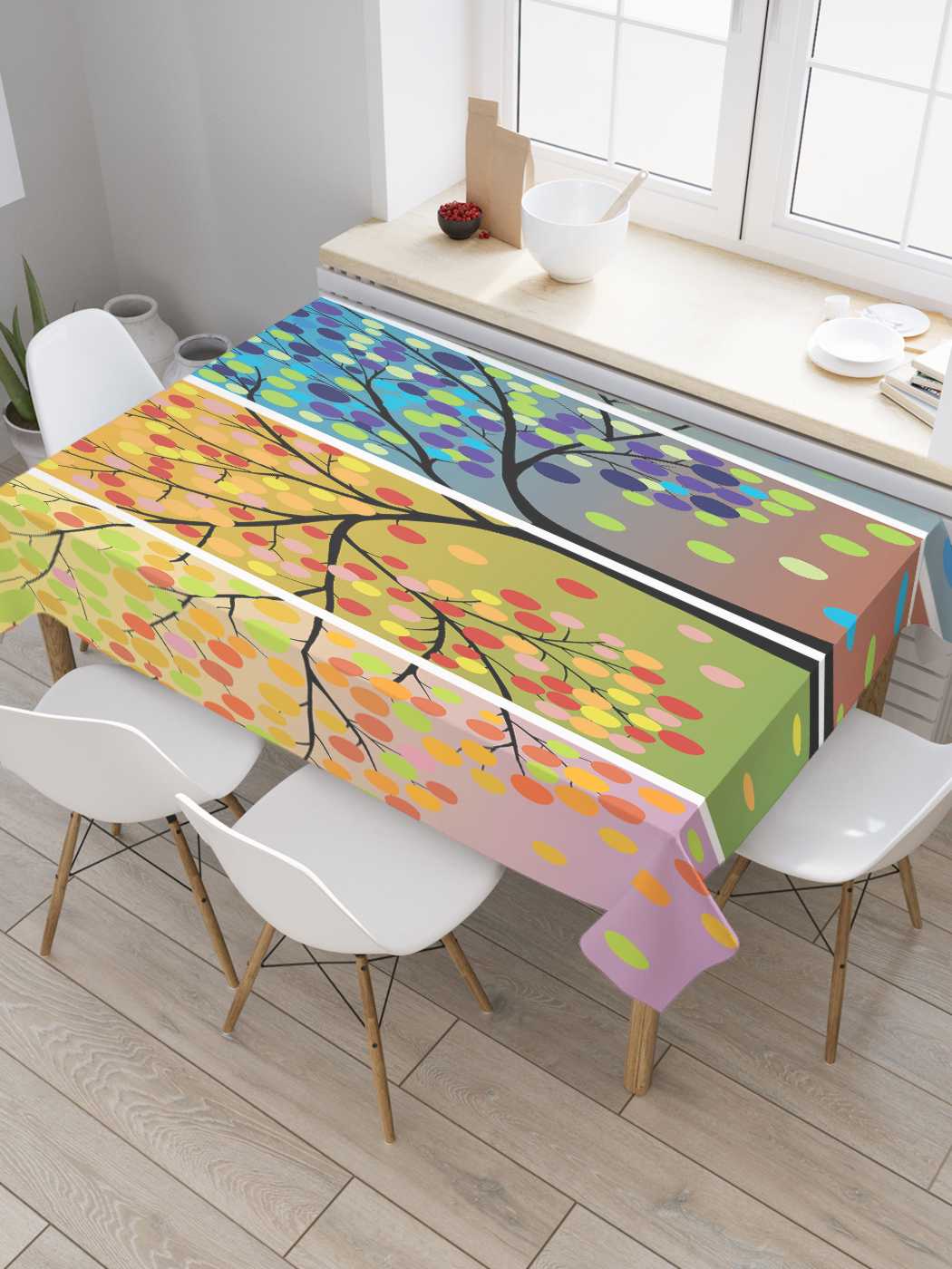 

Скатерть прямоугольная JoyArty "Сезонные краски" из сатена, 180x145 см, Желтый, Сезонные краски