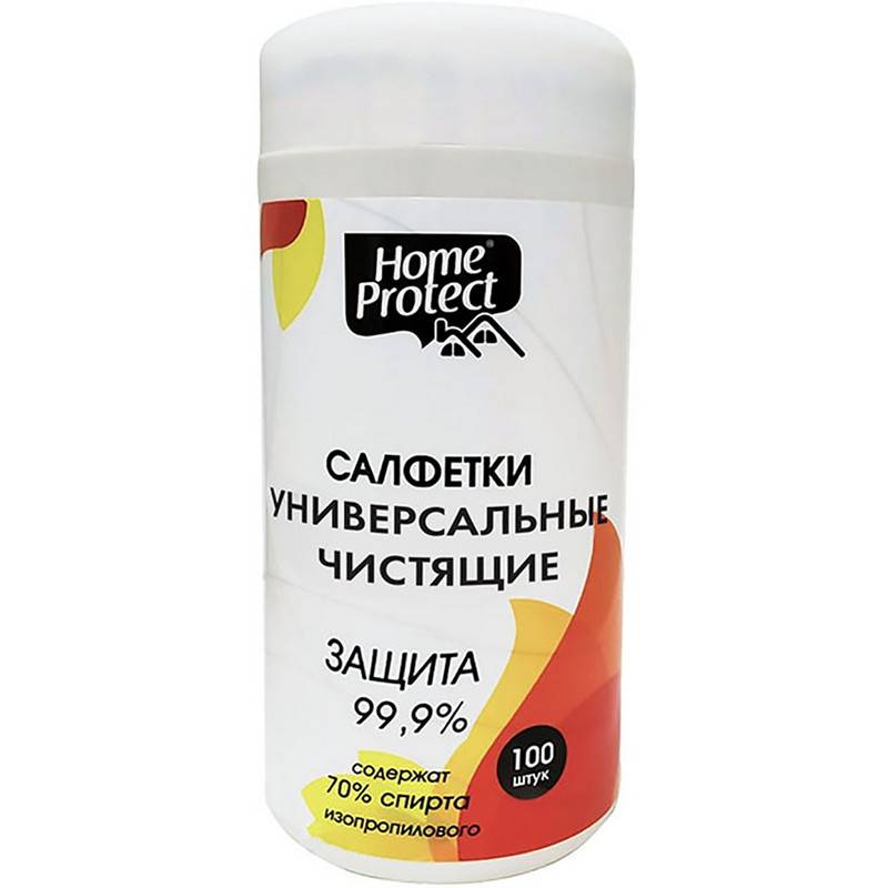 

Салфетки Home Protect в тубе универсальные спиртовые антибактериальные 100 шт