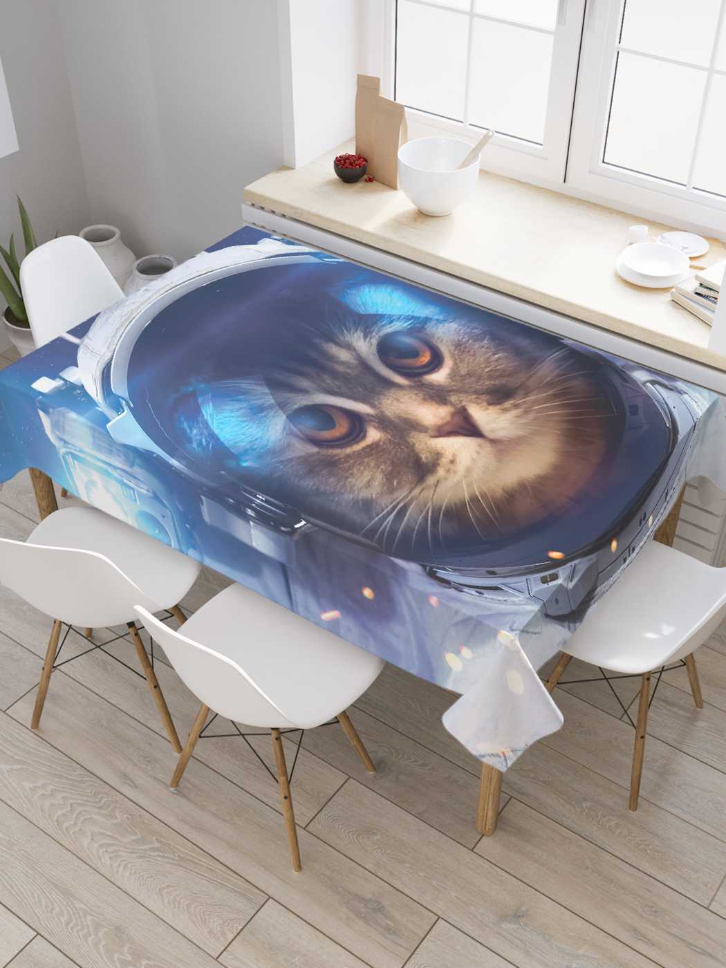 

Скатерть прямоугольная JoyArty "Котик в космосе" из сатена, 180x145 см, Синий, Котик в космосе
