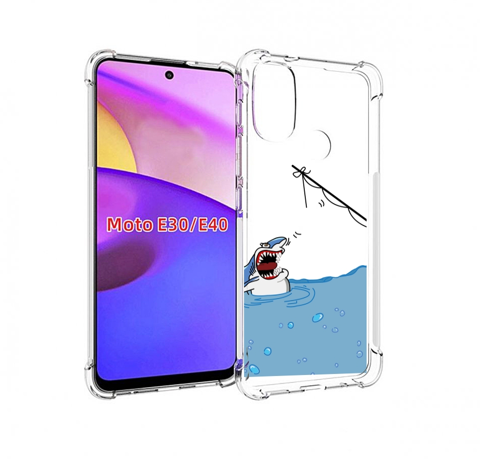

Чехол бампер MyPads акула-рисунок для Motorola Moto E30., Прозрачный, Tocco