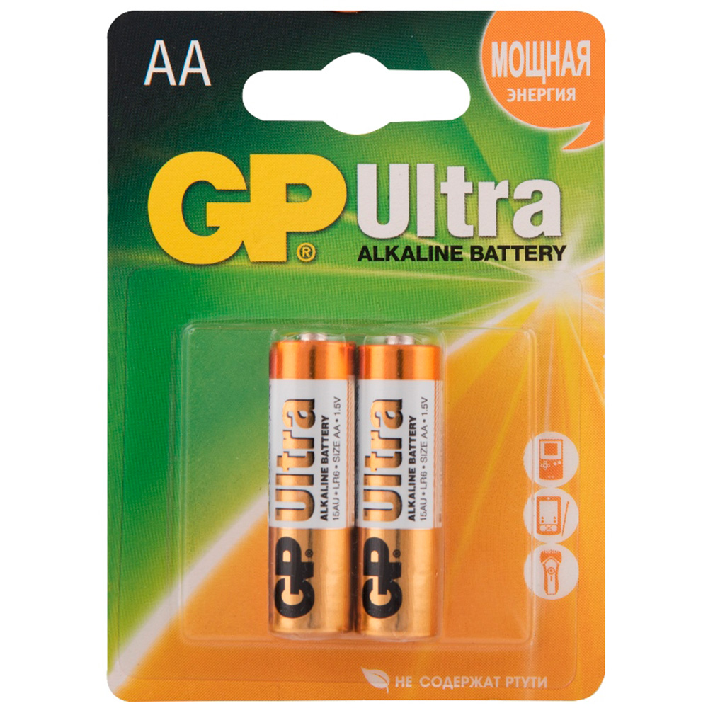 

Элемент питания AA Ultra Alkaline (блистер 2 шт) GP