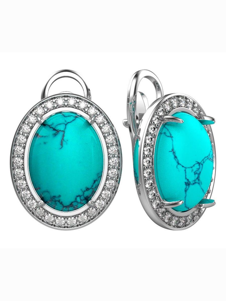 

Серьги из серебра с бирюзой, фианитом Империал S1380JU/Ag-619/7, S1380JU/Ag-619/7