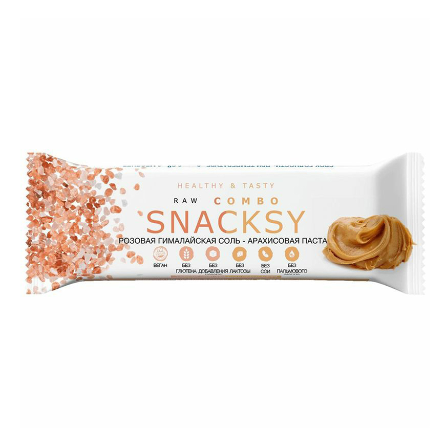 Батончик Snacksy Raw Combo с арахисом и солью 55 г