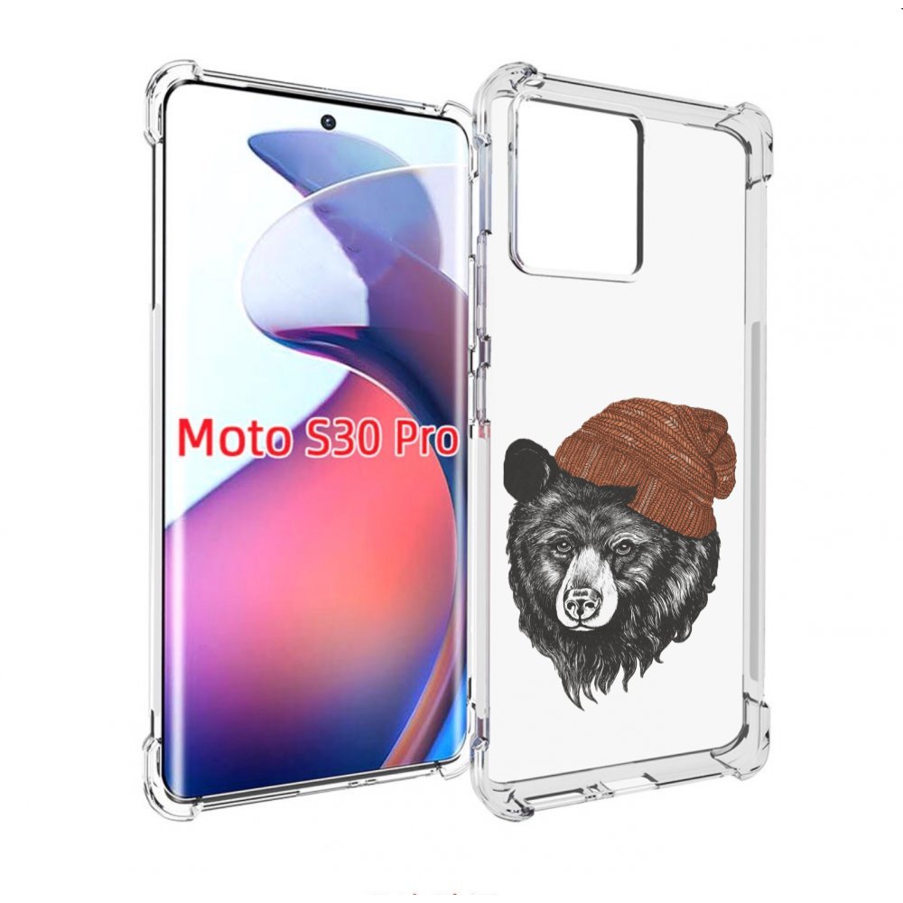 

Чехол MyPads Медведь в шапке 2 для Motorola Moto S30 Pro, Прозрачный, Tocco