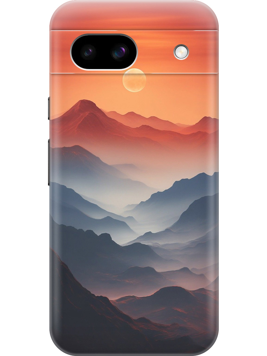 

Силиконовый чехол на Google Pixel 8a с принтом "Луна над горами", Прозрачный;оранжевый;черный, 784809141