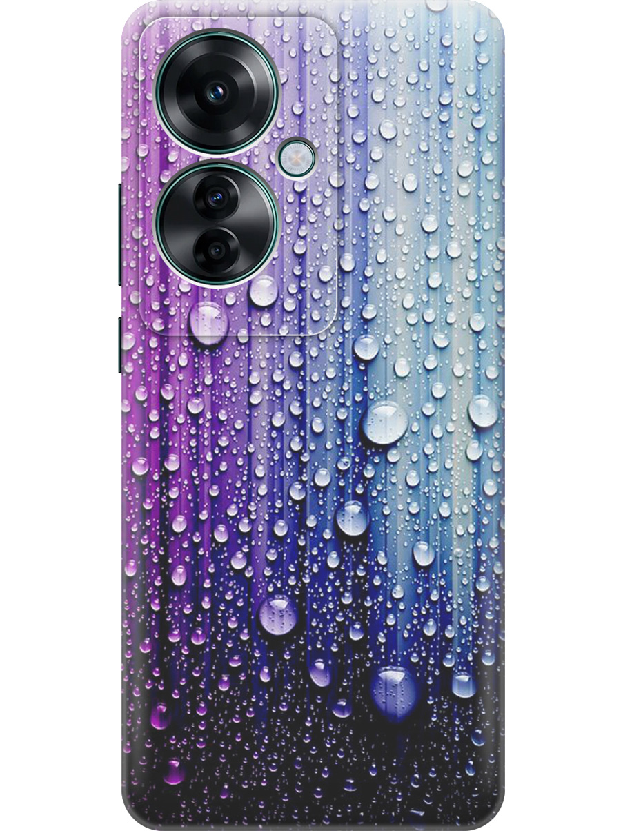

Силиконовый чехол на Oppo Reno11 f 5G с принтом "Капли на голубом", Прозрачный;голубой;фиолетовый, 782631241