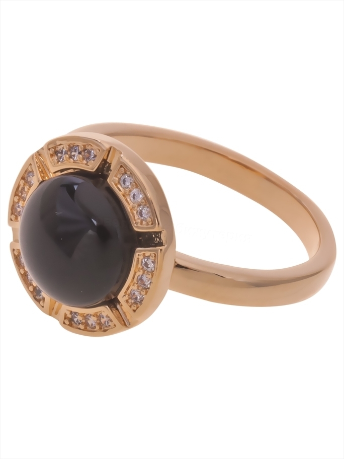 

Кольцо из бижутерного сплава р. 17 Lotus Jewelry 3044R-06on, оникс/циркон, Кольцо с черным ониксом "Луна" 3044R-06on