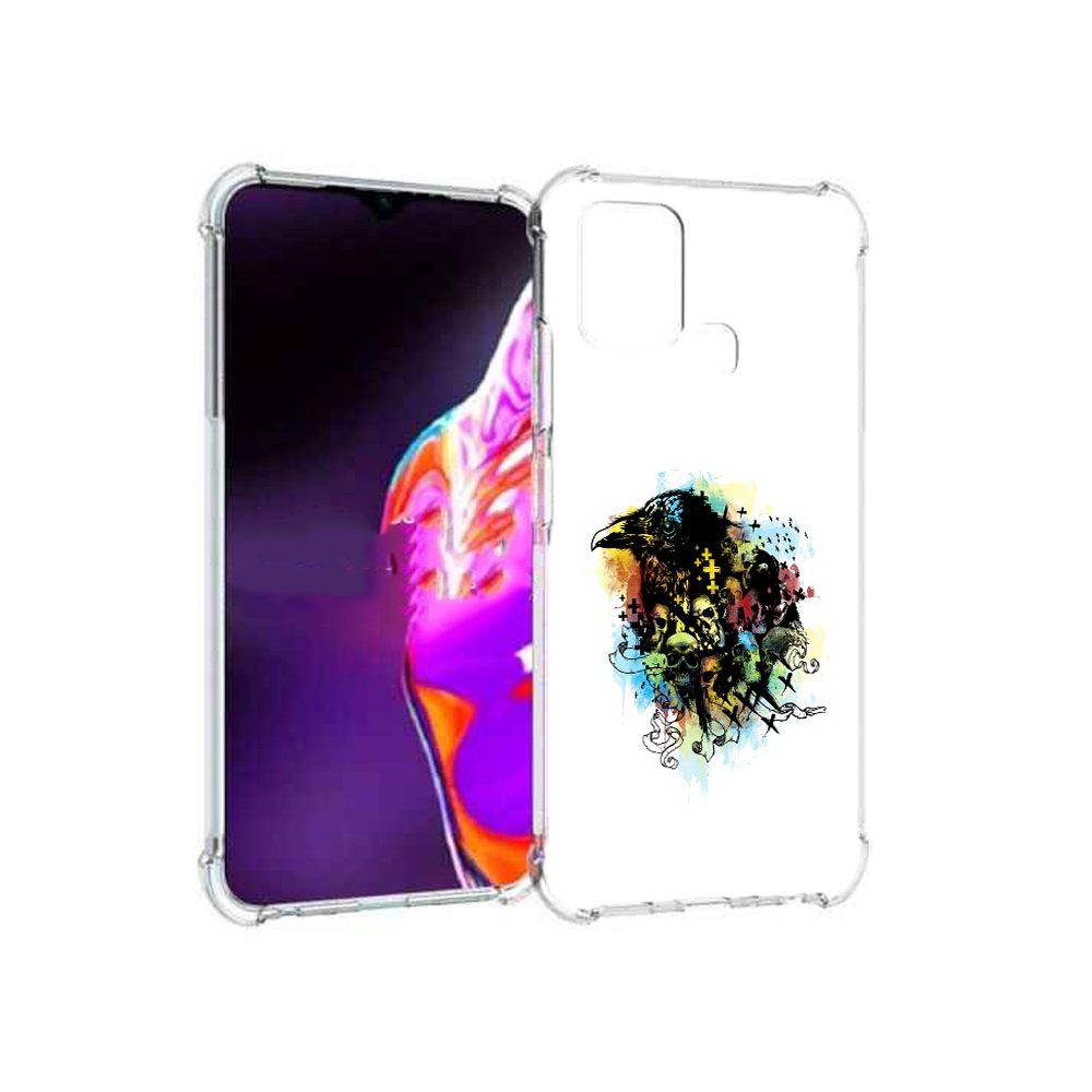 

Чехол MyPads Tocco для Infinix Hot 10s ворон и черепа, Прозрачный, Tocco