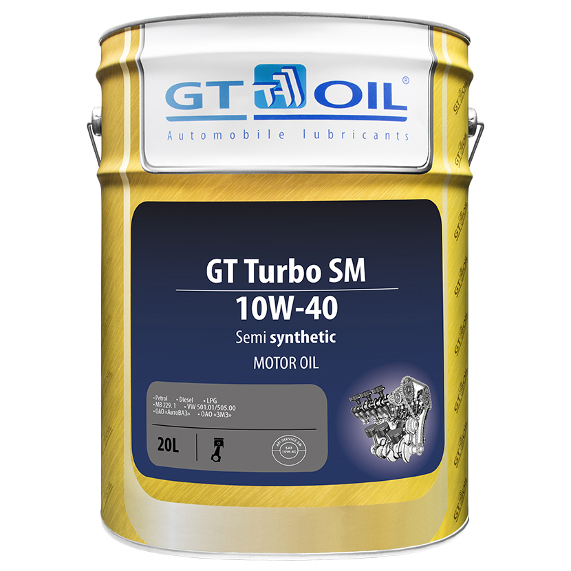 фото Масло мотор. gt turbo sm, sae 10w-40, api sm,sn/cf, 20 л gt oil арт. 8809059407332