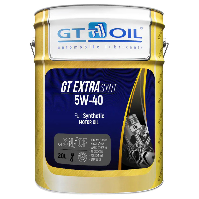 фото Масло мотор. gt extra synt, sae 5w-40, api sn/cf, 20 л gt oil арт. 8809059407424