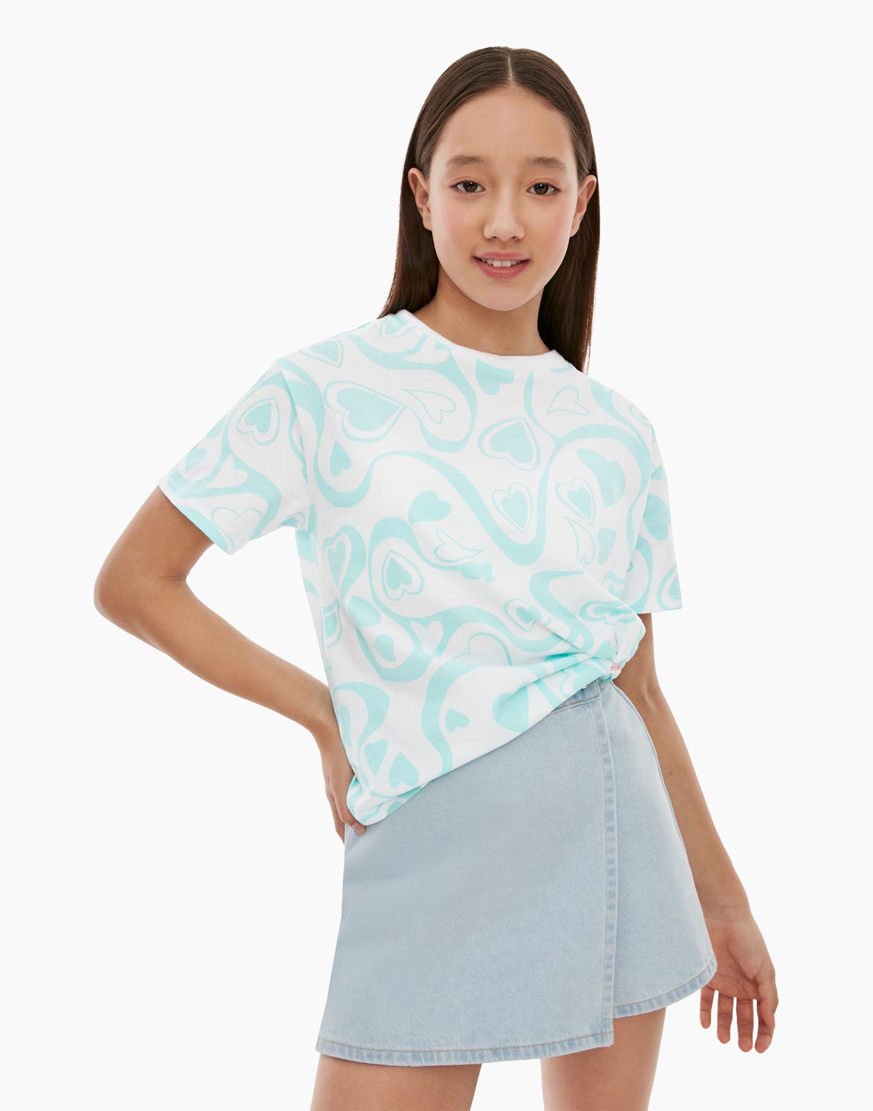 

Белая Oversize футболка с принтом для девочки 8-10л/134-140, Белый, GKT019492