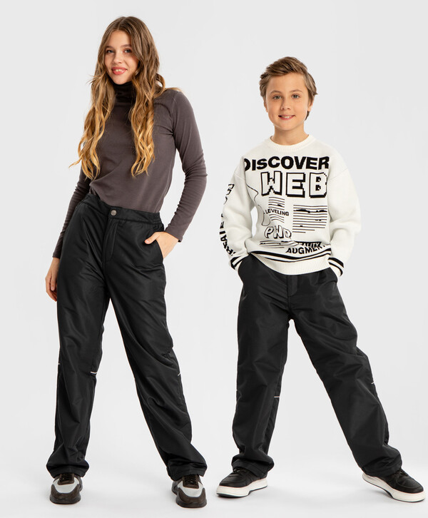 

Брюки утепленные демисезонные черные детские Button Blue, 140, 224BBBJC6401, Черный, 224BBBJC6401