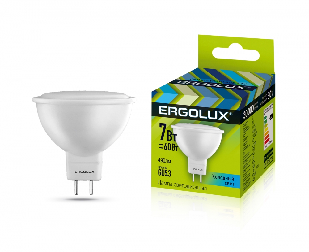 

Светодиодная лампа GU5.3 7W 4500К (белый) Ergolux LED-JCDR-7W-GU5.3-4K - 11шт