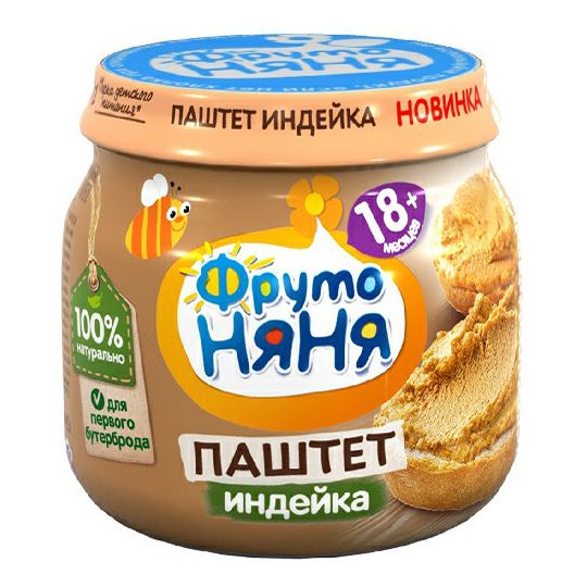 

Пюре ФрутоНяня Паштет из мяса индейки с печенью 80 г, 1 шт., Паштет из мяса индейки с печенью