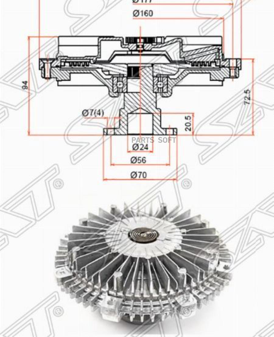 

SAT ST-1320A032 Вискомуфта MITSUBISHI L200 05-/PAJERO/MONTERO SPORT 2.5D 08- 1шт