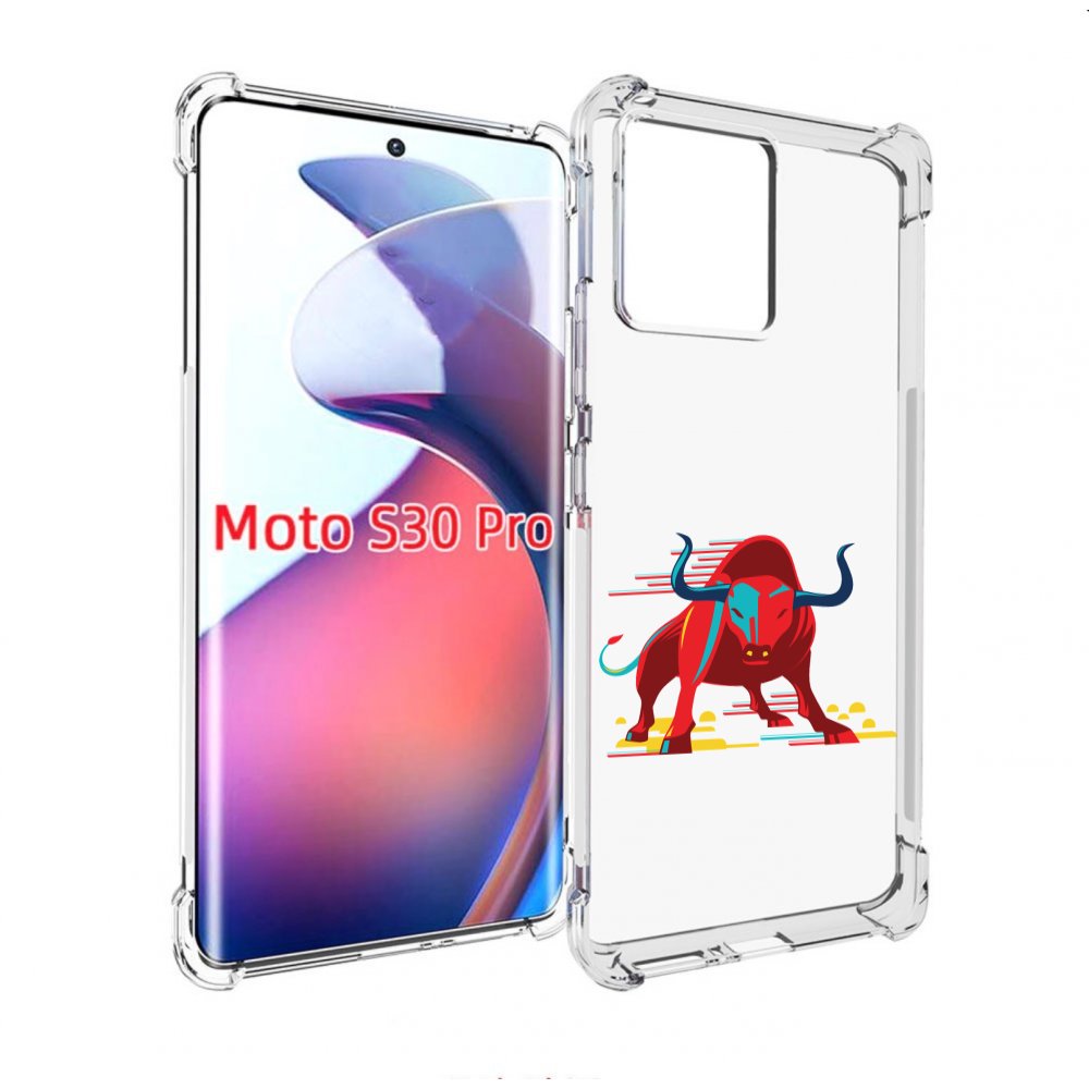 

Чехол MyPads Красный-бык для Motorola Moto S30 Pro, Прозрачный, Tocco